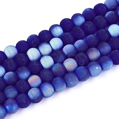 Frosted Transparent Glass Beads Strands GLAA-T032-T4mm-MBB15-1