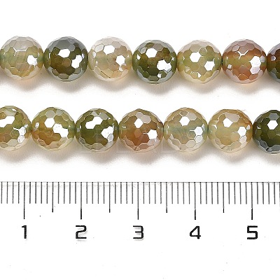 Electroplated Natural Agate Round Beads Strands G-L598-A01-02A-1