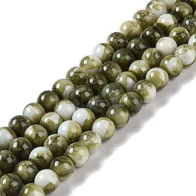 Baking Paint Glass Bead Strands X-GLAA-H031-01B-14-1