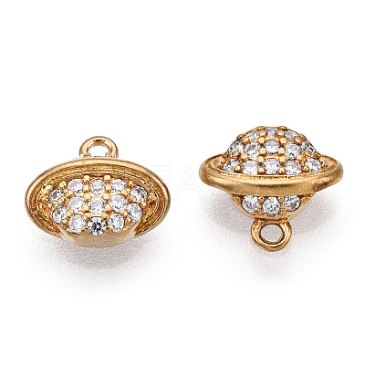 Brass Micro Pave Clear Cubic Zirconia Charms KK-T038-365C-NF-1