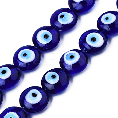 Handmade Evil Eye Lampwork Beads Strands LAMP-N029-009C-1