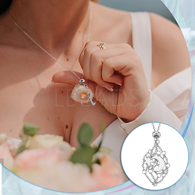 6Pcs Crystal Cage Holder Necklace NJEW-AB00035-1