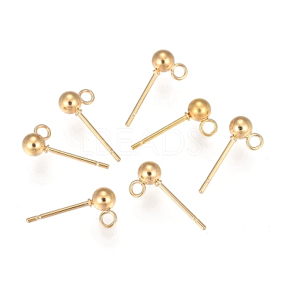 202 Stainless Steel Ball Stud Earring Findings STAS-F141-06G01-4mm-1