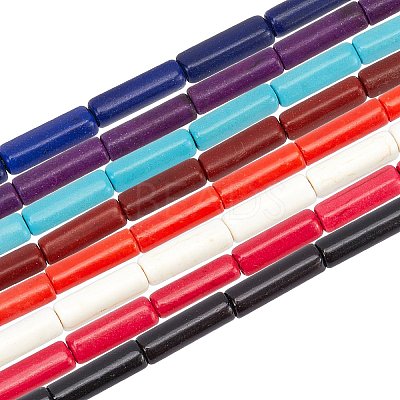 8 Strands 8 Colors Synthetic Turquoise Beads Strands G-OC0002-11-1