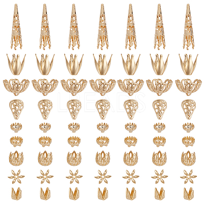 72Pcs 9 Styles Brass Bead Caps FIND-AR0005-37-1