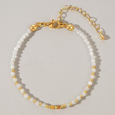 Bohemian Style Natural Moonstone Round Beaded Bracelets for Women CA1141-2-1