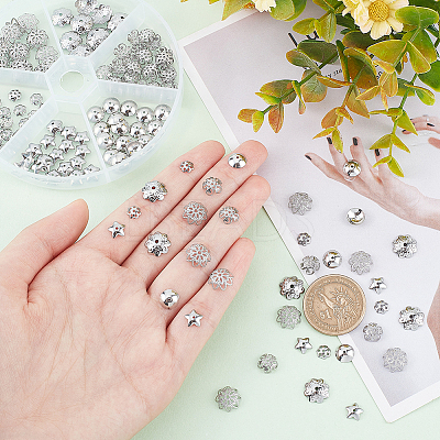 304 Stainless Steel Flower Bead Caps STAS-PH0018-43P-1