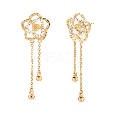 Brass Micro Pave Clear Cubic Zirconia Stud Earring Findings KK-S364-132-1