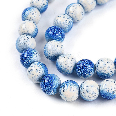 Transparent Baking Paint Glass Beads Strands DGLA-N009-8mm-07-1