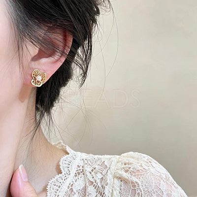 Alloy & Imitation Pearl Stud Earrings WG51E44-01-1