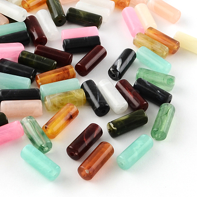 Column Imitation Gemstone Acrylic Beads X-OACR-R030-M-1