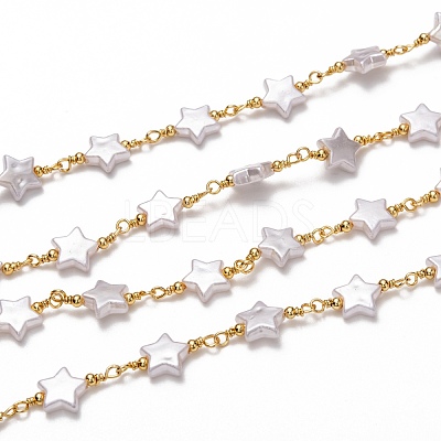 Handmade Brass CCB Plastic Link Chains CHC-I036-57G-1