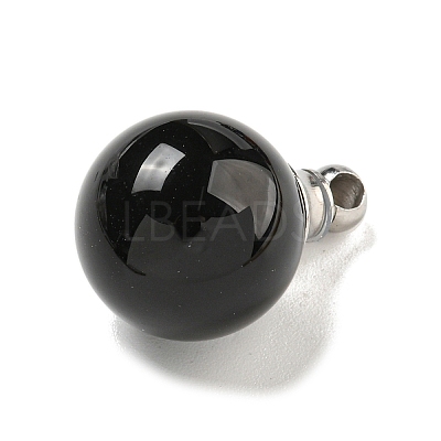 Natural Obsidian Perfume Bottle Pendants G-K338-22P-01-1