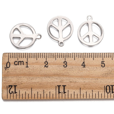 Tarnish Resistant Peace Sign 201 Stainless Steel Pendants STAS-R071-20-1