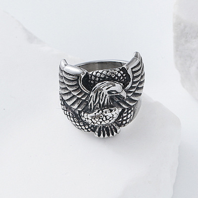 304 Stainless Steel Snake with Eagle Finger Rings for Men TH9949-2-1