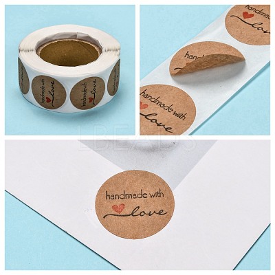 Self-Adhesive Kraft Paper Gift Tag Stickers DIY-G013-A01-1