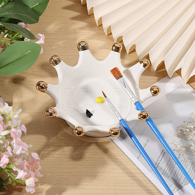 Porcelain Crown Shape Jewelry Plate DJEW-WH0039-120-1
