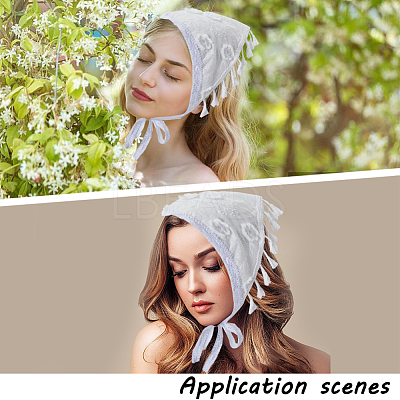 Flower Decor Lace Triangle Bandanas OHAR-WH20005-08A-1