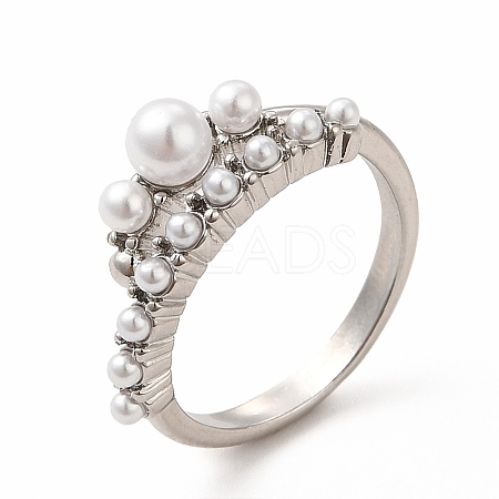 Plastic Imitation Pearl Cuff Ring RJEW-F142-04P-1
