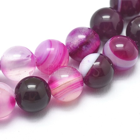 Natural Striped Agate/Banded Agate Beads Strands G-I254-03B-03-1