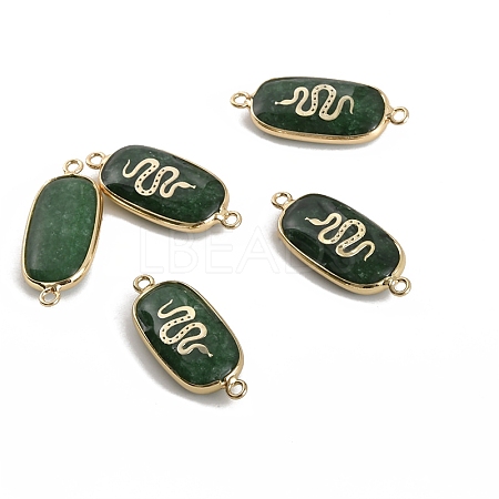 Natural Green Strawberry Quartz Oval Connector Charms PW-WG509CD-04-1