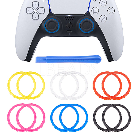 SUPERFINDINGS 6 Pairs 6 Colors Plastic Decorative Accent Rings for Game Controller FIND-FH0005-23-1