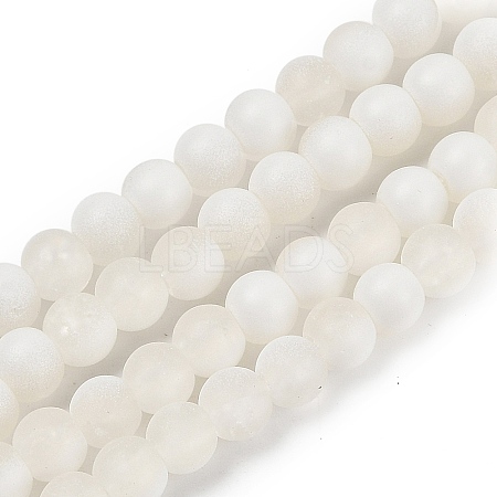 Frosted Crackle Glass Beads Strands GLAA-U001-8mm-M07-1