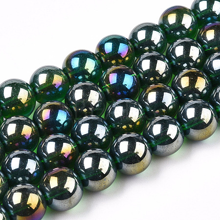 Electroplate Transparent Glass Beads Strands GLAA-T032-T10mm-AB22-1
