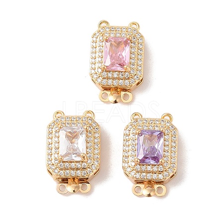 Brass Micro Pave Cubic Zirconia Box Clasps KK-B100-056G-1