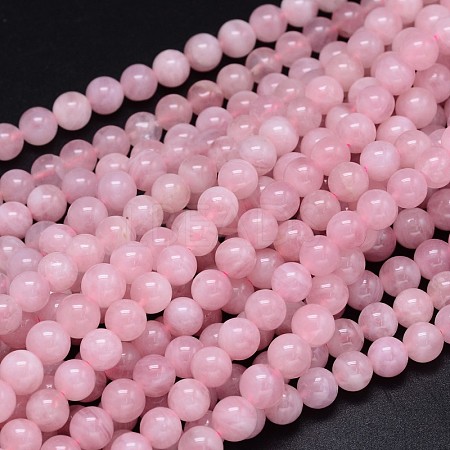 Round Natural Grade AA Madagascar Rose Quartz Beads Strands G-F222-41-8mm-1