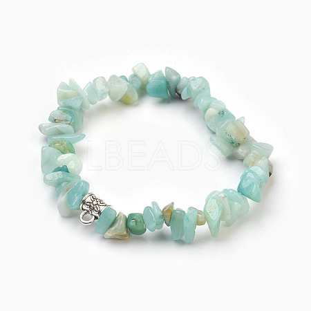 Natural Amazonite Beads Stretch Bracelets BJEW-JB03860-09-1