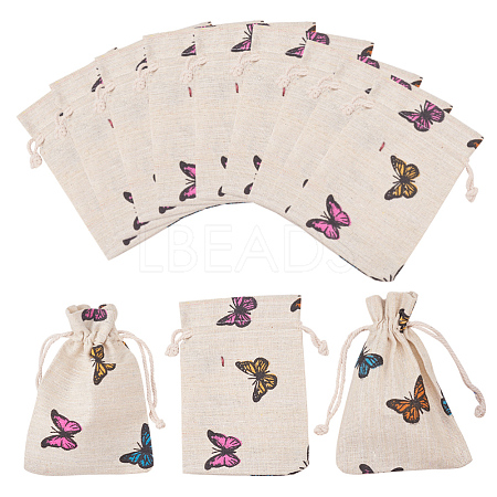Polycotton(Polyester Cotton) Packing Pouches Drawstring Bags X-ABAG-T004-10x14-03-1