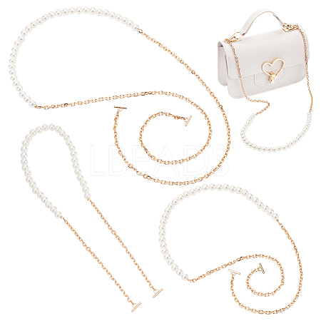 3Pcs 3 Styles ABS Plastic Imitation Pearl Purse Chains FIND-WR0009-73B-1