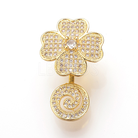 Brass Micro Pave Cubic Zirconia Magnetic Clasps ZIRC-S058-05G-1