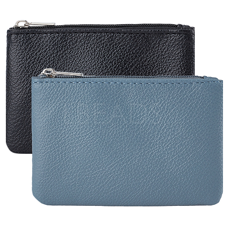 2Pcs 2 Colors Litchi Print PU Leather Zip Pouches ABAG-CP0001-08A-1