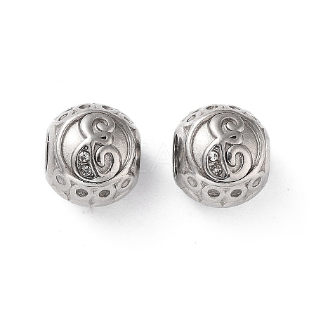 304 Stainless Steel Rhinestone European Beads STAS-A092-10E-P-1