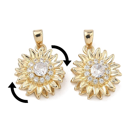 Brass Micro Pave Cubic Zirconia Rotatable Pendants KK-A287-11C-G-1