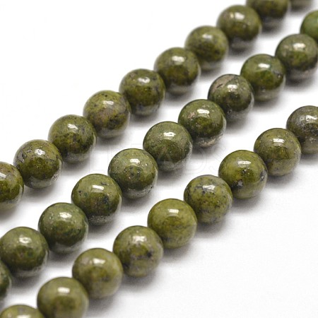 Round Natural Green Granite Beads Strands G-I125-77-8mm-1