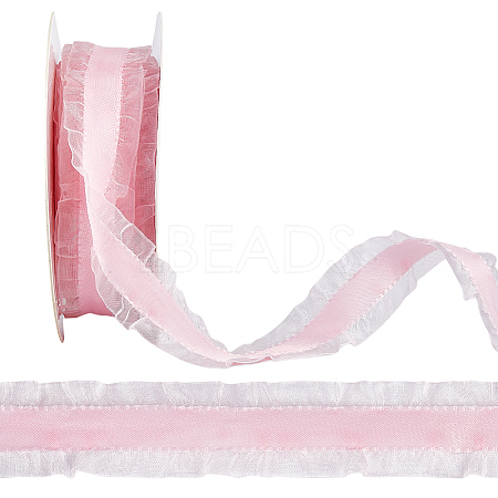 10 Yards Polyester Pleated Lace Trim OCOR-WH0080-93C-1