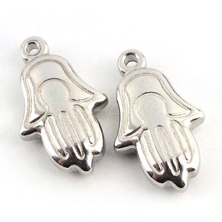 Tarnish Resistant Hamsa Hand/Hand of Fatima/Hand of Miriam 201 Stainless Steel Pendants STAS-Q192-62-1