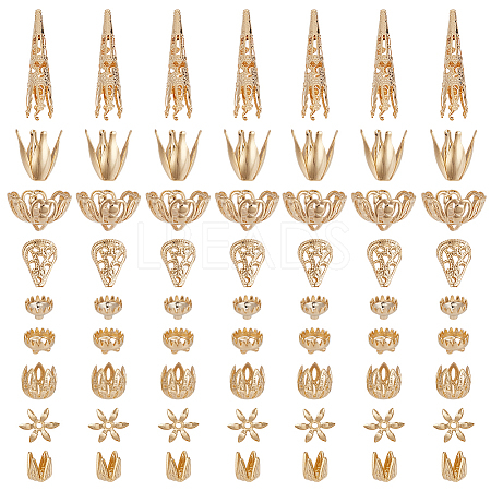 72Pcs 9 Styles Brass Bead Caps FIND-AR0005-37-1