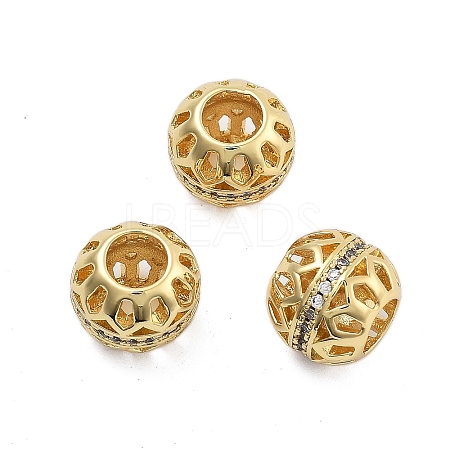 Brass Micro Pave Cubic Zirconia European Beads KK-Q006-46G-1