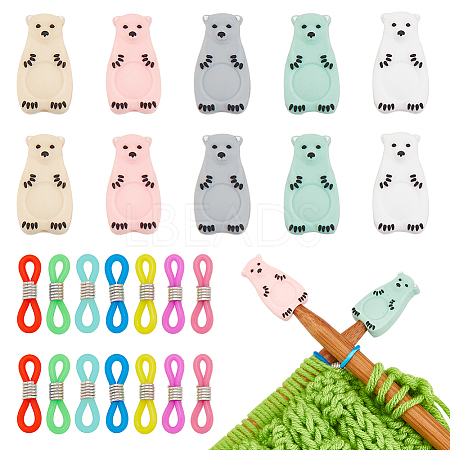 Polar Bear Silicone Knitting Needle Stoppers SIL-NB0001-25-1