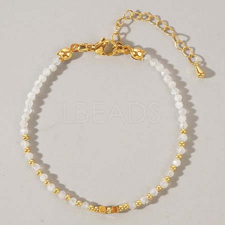 Bohemian Style Natural Moonstone Round Beaded Bracelets for Women CA1141-2-1
