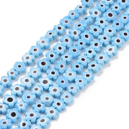 Handmade Millefiori Glass Bead Strands LAMP-J035-6mm-54-1