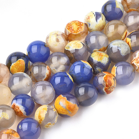 Natural Fire Crackle Agate Beads Strands X-G-S346-8mm-12-1
