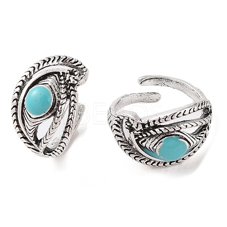 Synthetic Turquoise Cuff Rings RJEW-B107-08AS-1