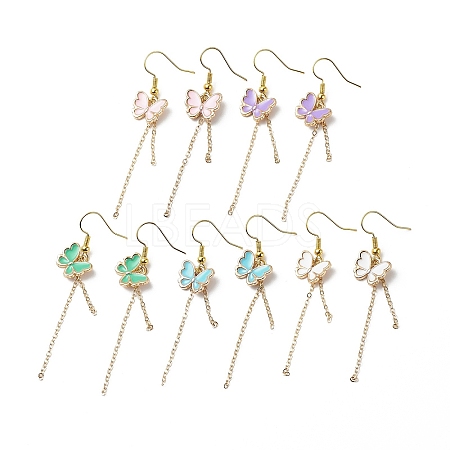 Alloy Enamel Butterfly with Tassel Dangle Earrings EJEW-JE05116-1