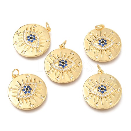 Brass Micro Pave Clear & Blue Cubic Zirconia Pendants ZIRC-O036-42G-1