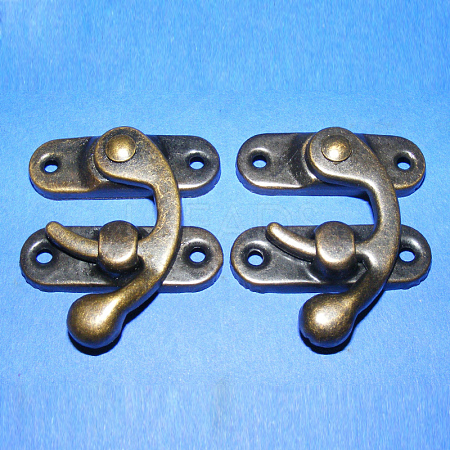 Iron Wooden Box Lock Catch Clasps X-IFIN-R203-92AB-1
